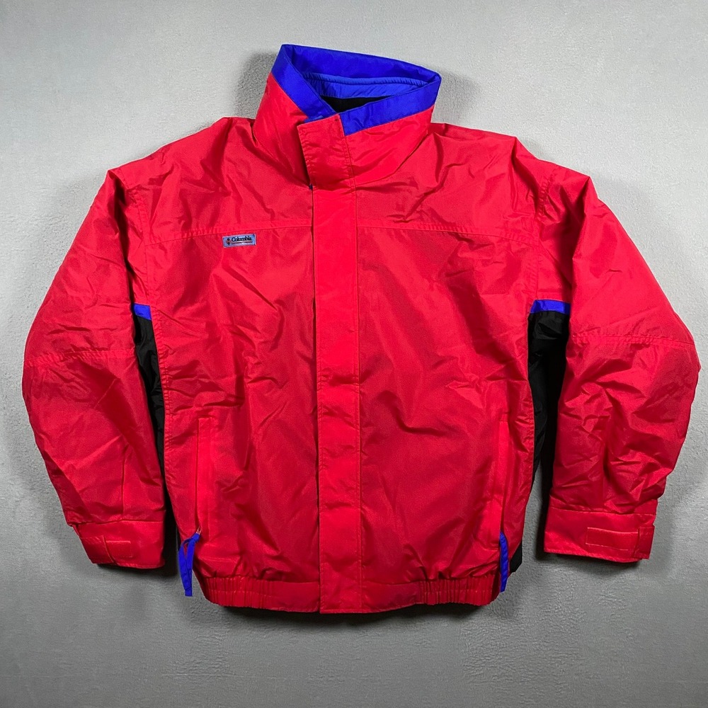 Vintage Columbia Bugaboo Jacket Mens L Red Colorblock Fleece Lined Made in USA